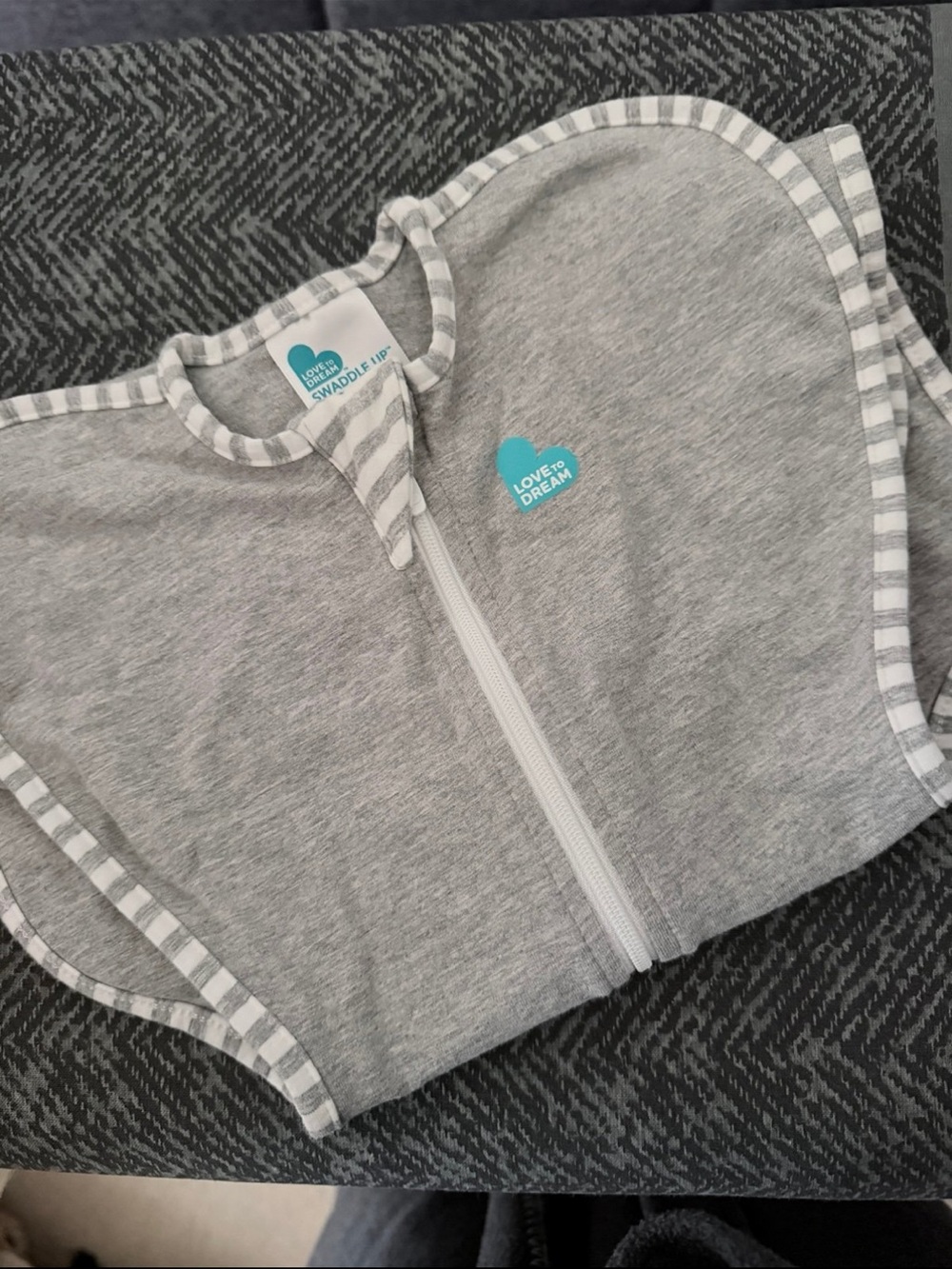Love to Dream Grey Striped Trim Swaddle Sleep Bag